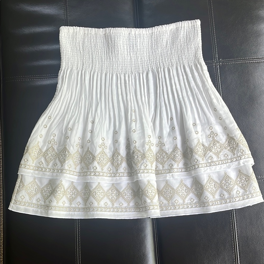 White and Gold Embroidered Skirt